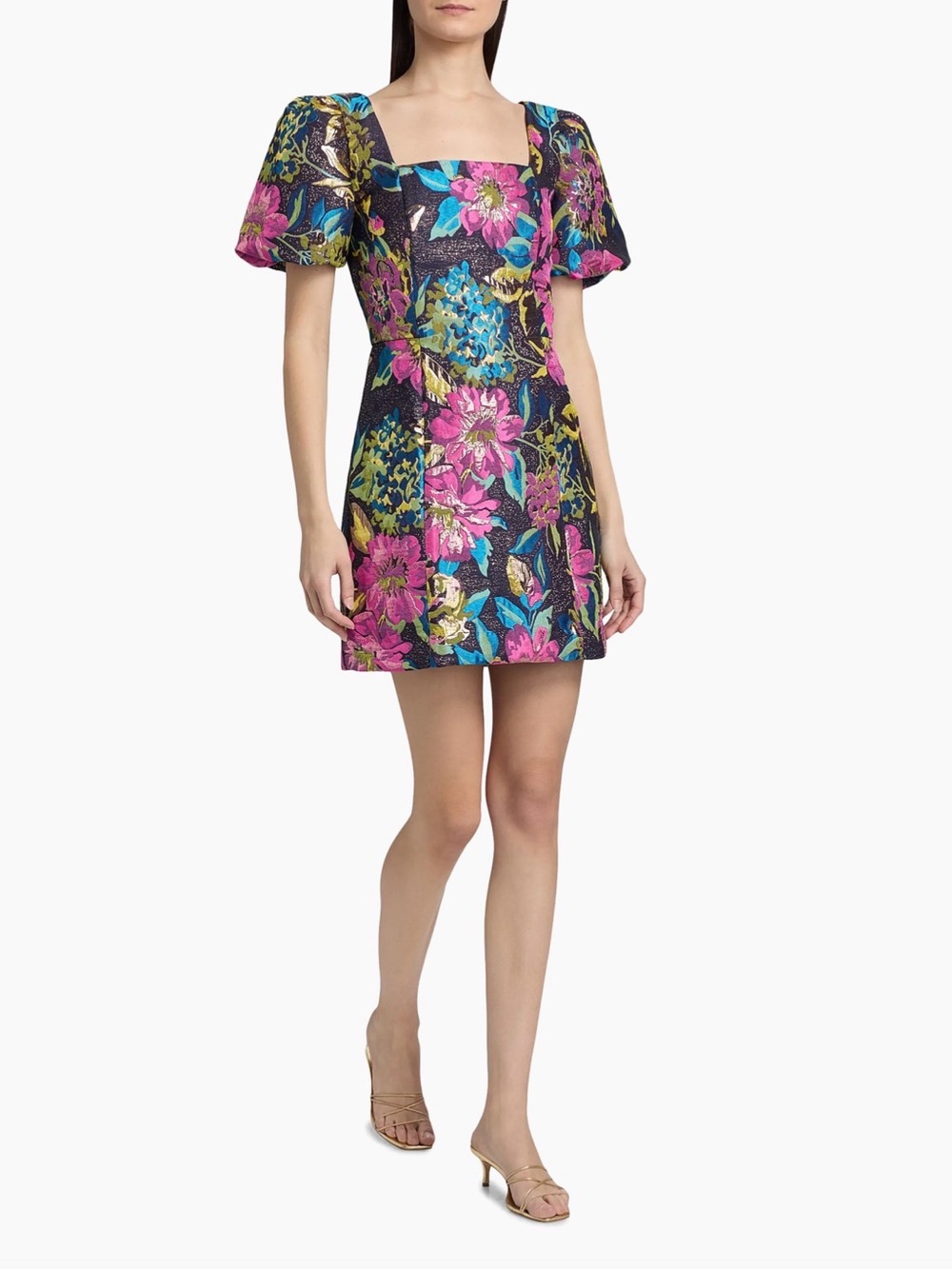 NWT Lilly Pulitzer Booker Brocade Floral Puff-Sleeve Romper/Mini Dress Size 14 - Picture 2 of 8